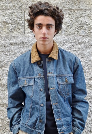 VINTAGE 90'S DOLCE&GABANNA TEDDY DENIM JACKET IN BLUE