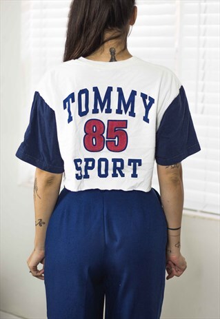 VINTAGE TOMMY HILFIGER CROP TOP LOGO REWORKED 90S M 4.9
