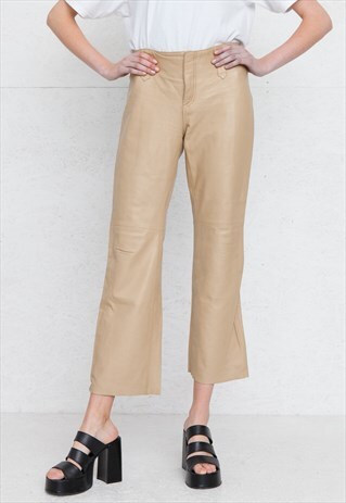 VINTAGE BROWN TOMMY HILFIGER LEATHER TROUSERS BOTTOMS