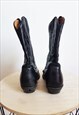 SIZE 6 VINTAGE BOULET BLACK COWBOY BOOTS, MADE IN CANADA