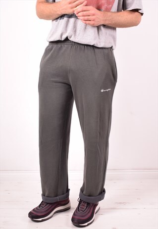 CHAMPION MENS VINTAGE TRACKSUIT TROUSERS MEDIUM GREY 90S