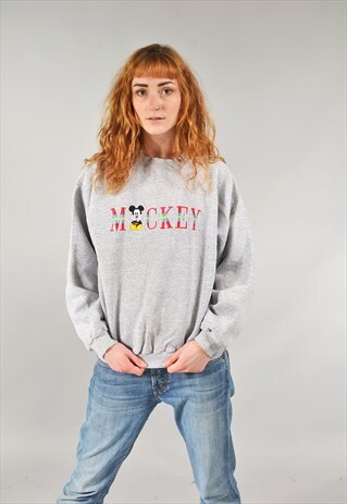 VINTAGE DISNEY MICKEY MOUSE GREY SWEATER