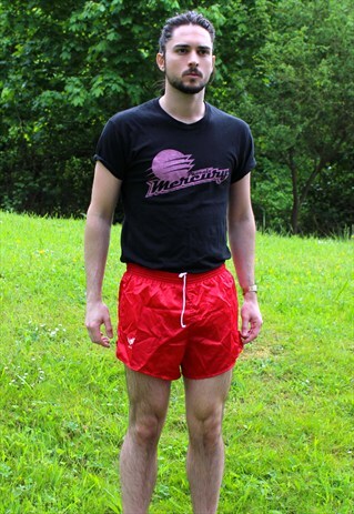 VINTAGE 80S ERIMA SPRINTER GYM SHORTS - MEDIUM/D6 - RED