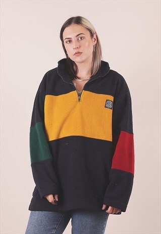 VINTAGE 90'S OVERSIZED COLOUR BLOCK FLEECE JACKET /A15024