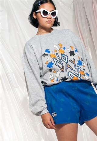 VINTAGE SPORTS SHORTS REWORKED BLEACHED EYES PATCH HOT PANTS