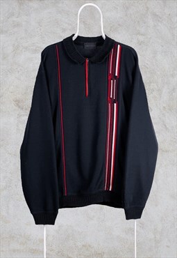 Vintage Carlo Colucci 1/4 Zip Black Sweatshirt XL