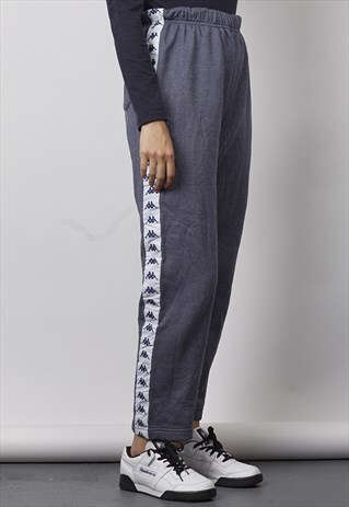 VINTAGE 90'S BLUE MARL TAPED KAPPA JOGGERS