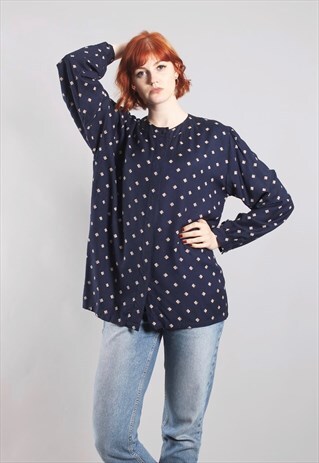 VINTAGE 80S DIAMOND PRINT TUNIC TOP