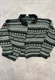 VINTAGE KNITTED CARDIGAN ABSTRACT PATTERNED KNIT SWEATER