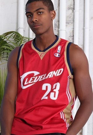 VINTAGE CHAMPION NBA CAVALIERS LEBRON JAMES RETRO JERSEY RED