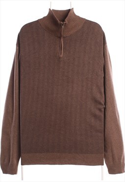 Nautica 90's Knitted Quarter Zip Jumper / Sweater XLarge Bro