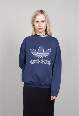 ADIDAS 90'S VINTAGE CLASSIC NAVY BLUE OVERSIZED SWEATER