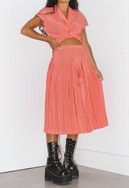 Vintage 80s Co-Ordinates Printed Pleated Skirt And Shirt Set