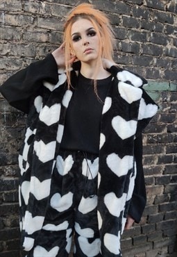 Heart fleece gilet handmade sleeveless y2 love vest jacket 