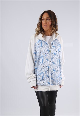 TRACK SUIT TOP JACKET ADIDAS SHELL TOE PRINT LONG UK 18 A9EE