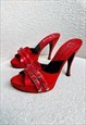 CHRISTIAN DIOR HEELS UK 5 RED PLATFORM MULE SANDALS VINTAGE