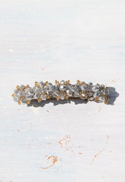 Handmade silver/clear/yellow hair clip barrette 