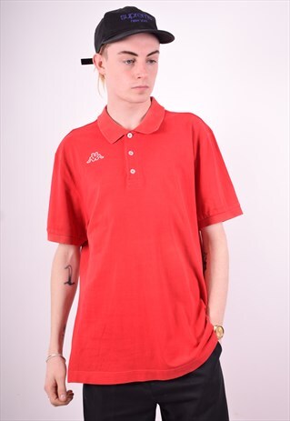 KAPPA MENS VINTAGE POLO SHIRT XL RED 90'S