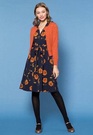 ORANGE TRIANGLE KNIT BUTTON UP CARDIGAN