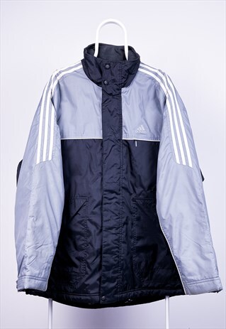 VINTAGE ADIDAS JACKET PADDED COACH SPELL OUT STRIPED XL