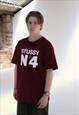 DEADSTOCK STUSSY NO 4 BURGUNDY TSHIRT 