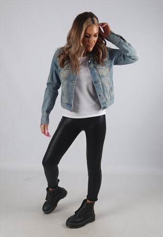 VINTAGE DENIM JACKET FITTED AEROPOSTALE UK 8 XS (C3D)