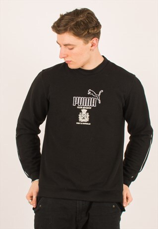 VINTAGE BLACK PUMA CREWNECK SWEATSHIRT LARGE