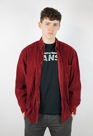 VINTAGE MAROON CHECK CORD SHIRT