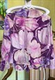 FLORAL BUTTON UP CHIFFON BLOUSE WITH RUFFLES AND BELL SLEEVE