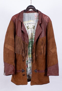 Vintage Maguna Western Leather Suede Tassel Jacket