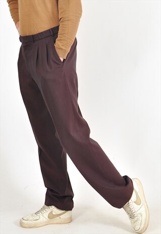 VINTAGE 90'S RETRO CLASSIC TROUSERS IN MAROON