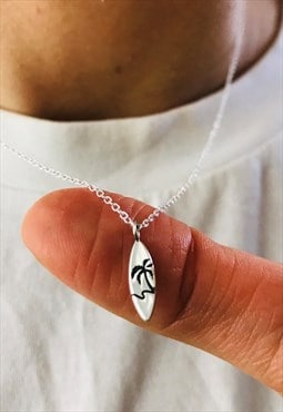 Palm tree design pendant 18inch Sterling Silver necklace 