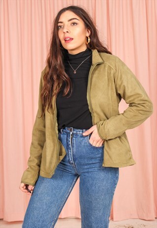 VINTAGE 90S FLEECE JACKET IN GREEN