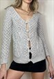 VINTAGE Y2K KNITTED CARDIGAN TOP JUMPER GRUNGE COTTAGE