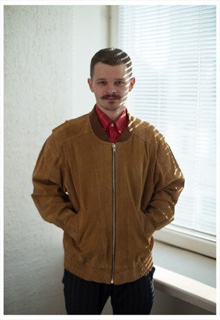 VINTAGE 80'S BROWN SUEDE BOMBER JACKET