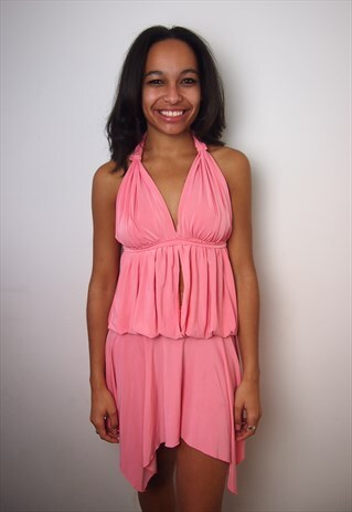 CORAL PINK SUMMER 90S STYLE DRESS