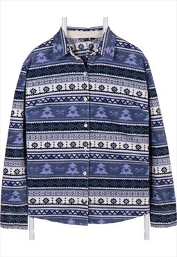 Vintage 90's Riders by Lee Shirt Aztec Fleece Button Up Blue