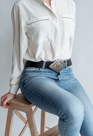 VINTAGE 70S BOHO BELT WITH CHUNKY BUCKLE