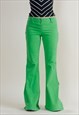 VINTAGE Y2K RAVE TECHNO FLARE GREEN WOMEN TROUSERS L