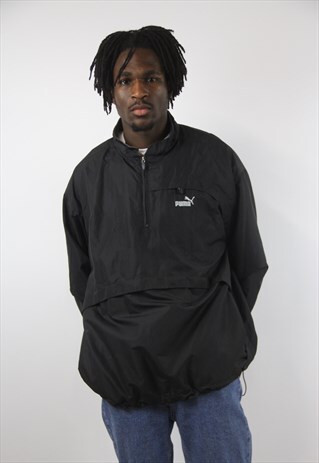 VINTAGE PUMA WATERPROOF BLACK SPORTS JACKET