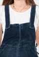 WOMEN'S M NAVY CORD OVERALL DUNGAREE BIB LACE UP DIY VINTAGE