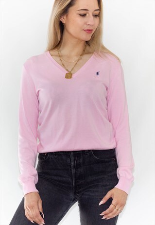 BABY PINK V NECK KNITTED RALPH LAUREN JUMPER