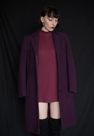 CLASSIC VINTAGE FEMININE PURPLE OVERCOAT