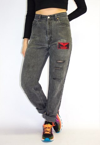 VINTAGE REWORKED 90'S CHARCOAL LEVI'S HIGH WAIST MOM JEANS