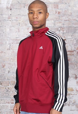 VINTAGE ADIDAS LOGO THREE STRIPE TRACK JACKET RED