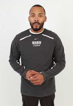 Men's Vintage Nike Dark Grey Middle Swoosh Fleece Sweatshirt