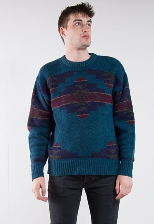 VINTAGE AZTEC PATTERNED KNIT JUMPER