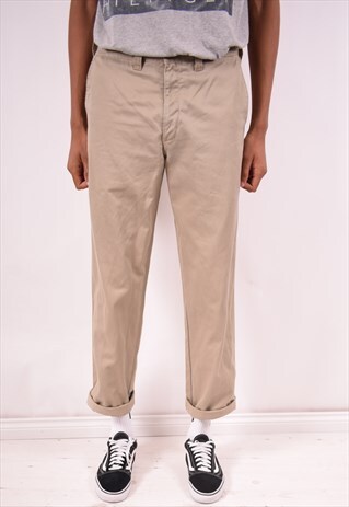 DOCKERS MENS VINTAGE TROUSERS W33 L32 KHAKI 90S
