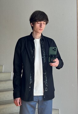Vintage GUCCI Shirt Button Up Long Sleeve Black