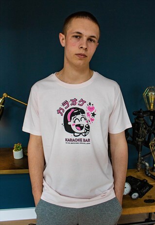 TSHIRT IN PINK ORGANIC COTTON WITH JAPANESE GRAPHIC PRINT